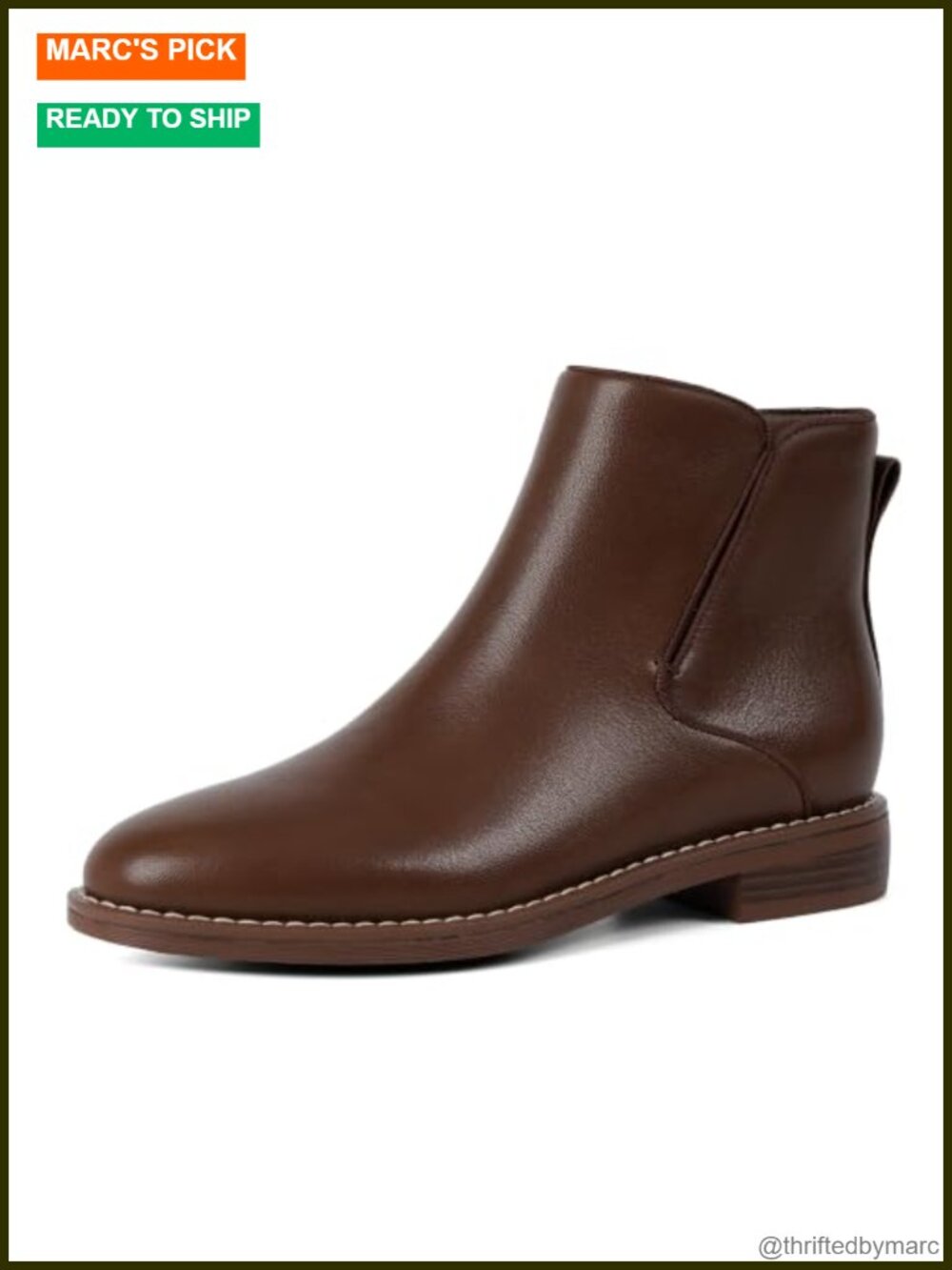 Women's Faux Leather Ankle Boots Low Heel Round Toe Side Zipper Minimalist